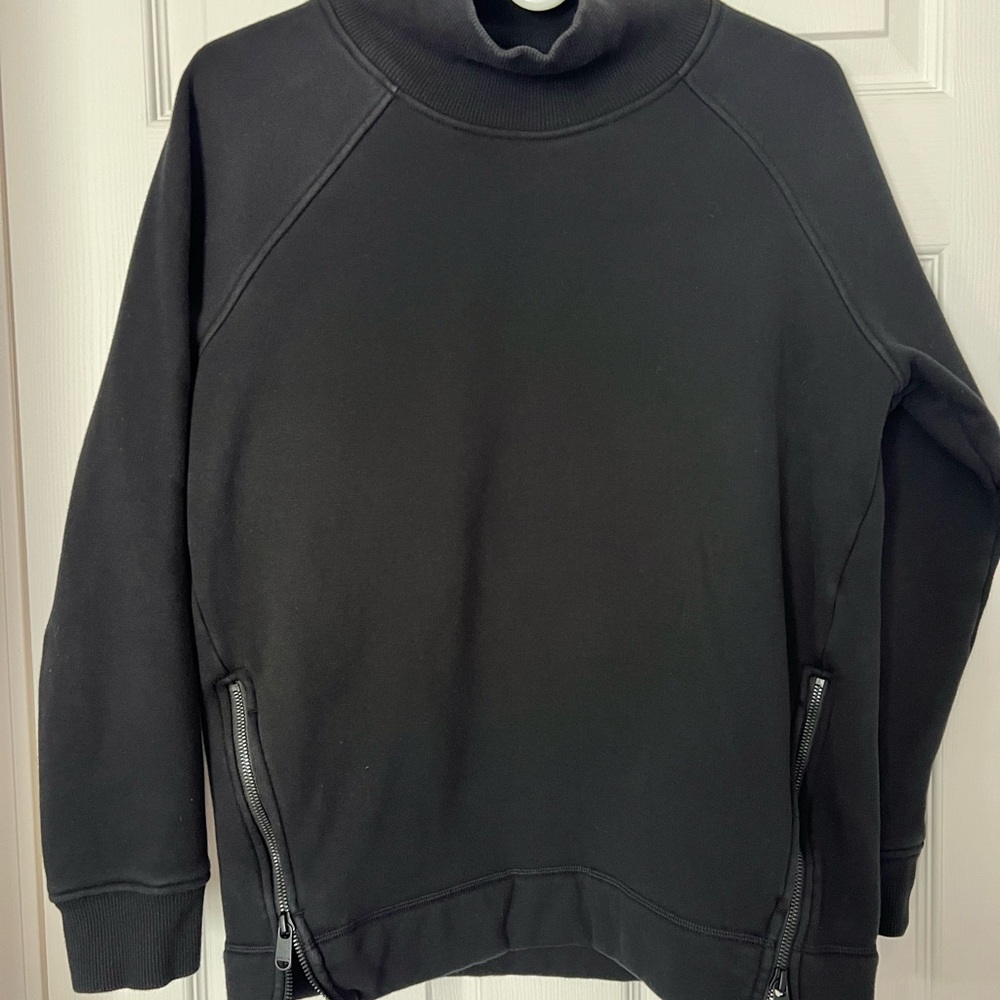 Athleta Women's Black Mock Neck Sweatshirt with Side Zippers